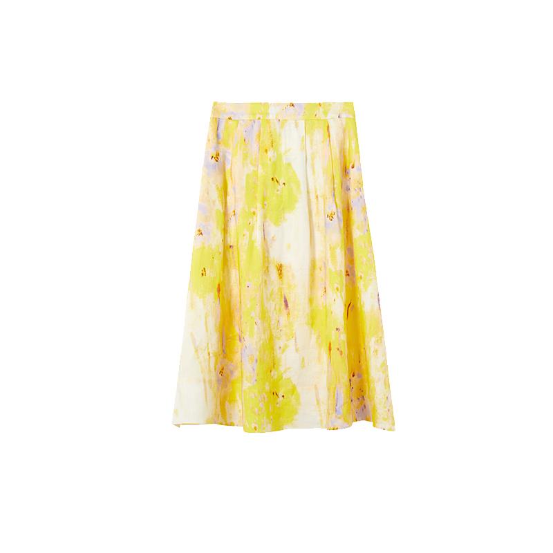 LANCY YAO 25 Series Ramie Printed A-Line Skirt