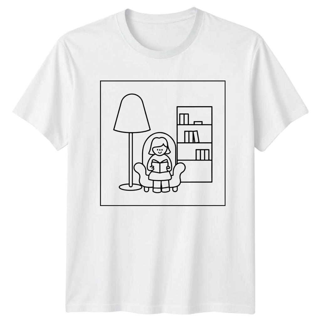 Reading Unisex with Lamp Hobby Unisexs TShirt Ladies Tee Graphic Unisex Top