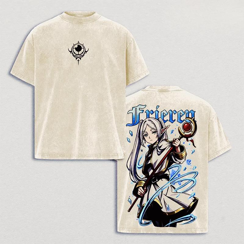 

Hot Anime Frieren Printed T-shirt For Men Clothing Anime Summer Short Sleeve Casual Tee Shirt Harajuku Y2k Washed Cotton Tshirts XXL бежевий