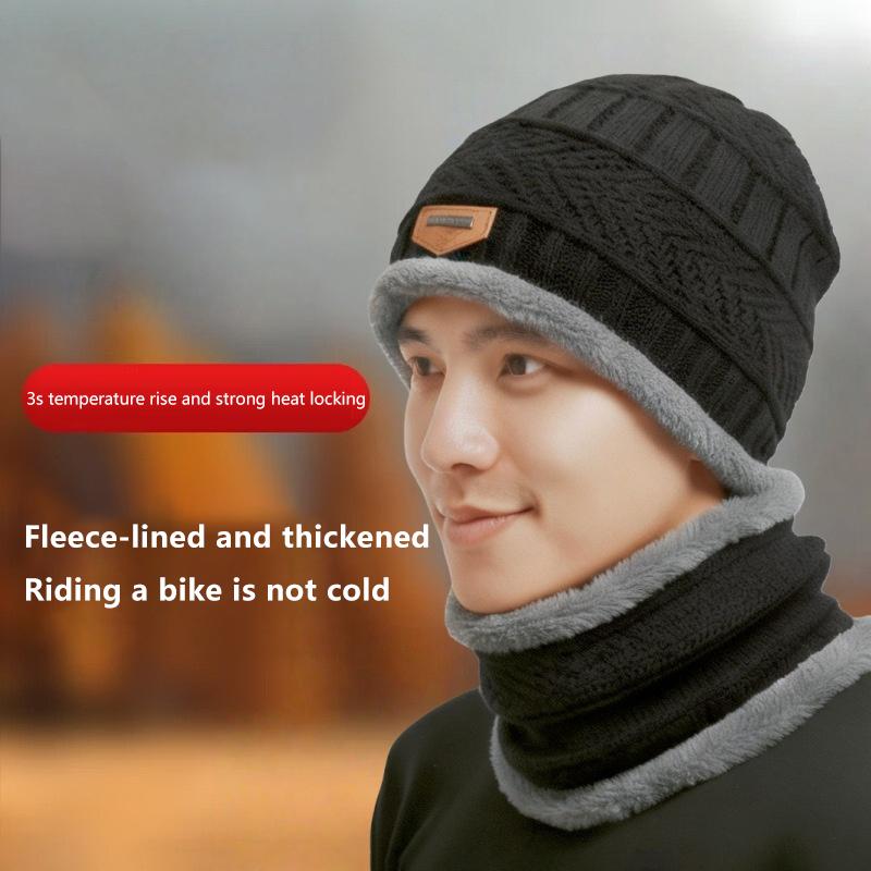 Winter Warm Knitted Hats Scarf Set Warm Beanies Wool Knit Caps Men Women Outdoor Cycling Ski Cold Protection Neck Mask