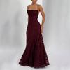 European & American Style Wine Red Spaghetti Strap Sexy Evening Gown for Women