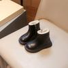 2025 Winter New Boots Fleece Leather Boots Children's Short Boots Soft Sole Boys and Girls Large Cotton Warm Martin Boots