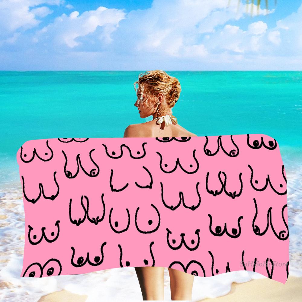 Woman Breast Pattern Towel Bathroom Towel Summer Swim Microfiber Boobs Big Beach Towel Funny Adults Gift Hand Towels Quick Dry