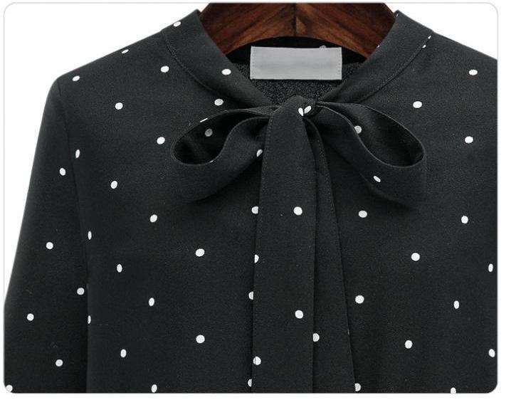 Plus Size Women's Polka Dot Long Sleeve Bohemian Pleated Dress