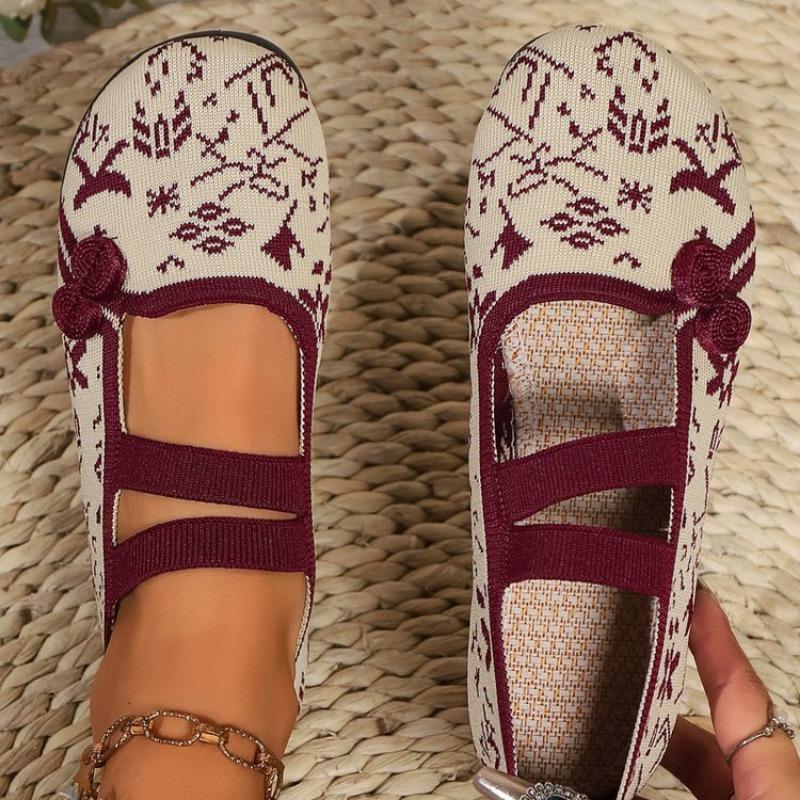 2024 Peach Flower Embroidered Women Canvas Ballet Flats Vintage Comfortable Chinese Style Ladies Casual Fabric Flat Shoes