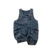 Kids Loose Casual Solid Denim Suspender Long Pants Unisex Baby Korean Style Children Clothing