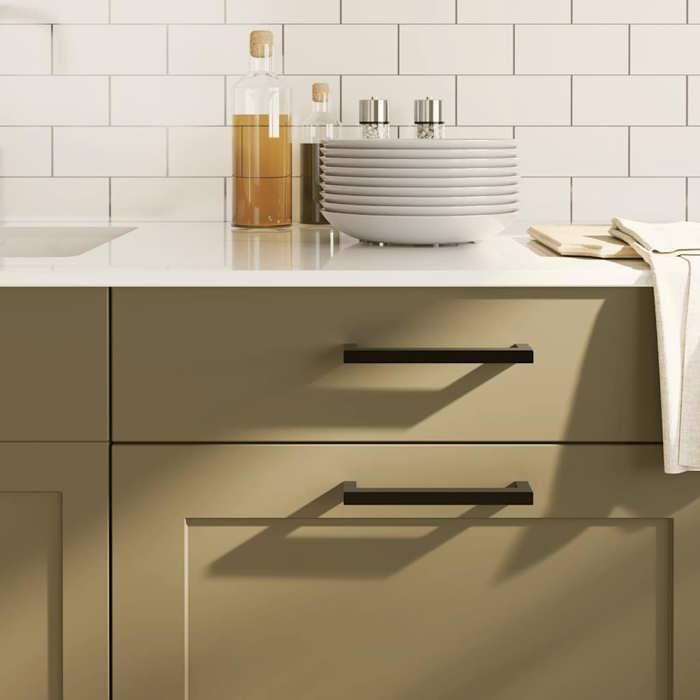 VidaXL Poignées d'Armoire 10 pcs, Poignées de Placard, Poignées en Forme de T Cuisine Maison Intérieur, Noir 128 mm Acier 155398