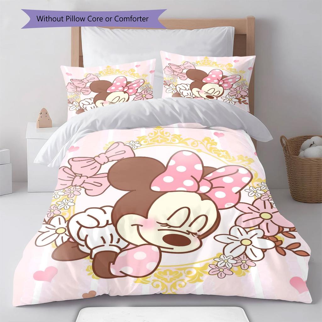 Vintage-style Distressed Mickey Mouse Emoji Print Bedding Set, A Warm and Comfortable Choice for Decorating A Child's Bedroom.
