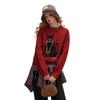 Women's Puppy Jacquard Loose Pullover Sweater