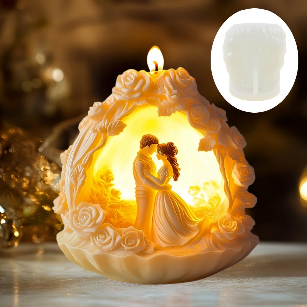 Male Female Couple Riding Horse Candles Silicone Mold Bridal Bride Riding horse Resin Mould Valentine's Day Gift Gypsum Mold
