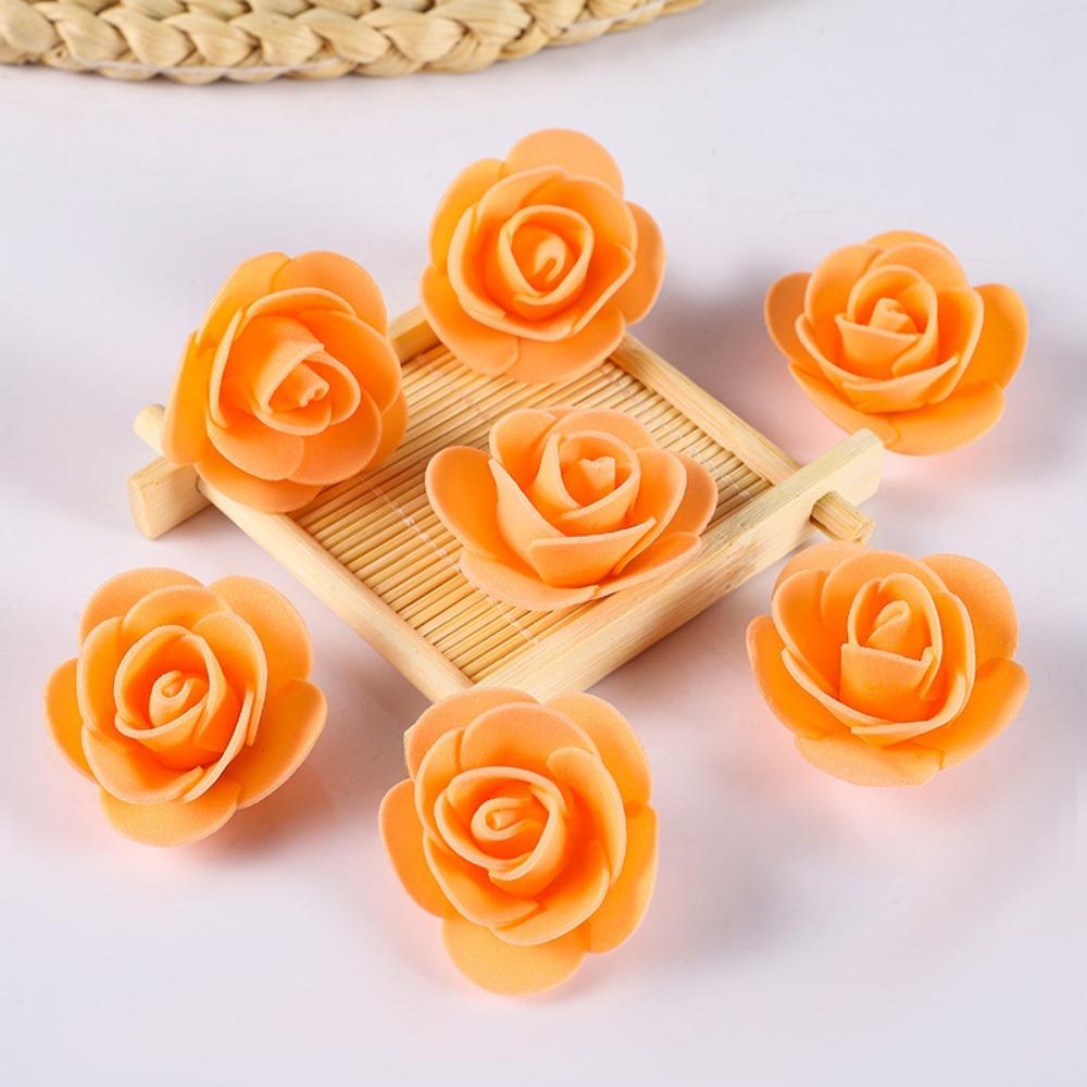 100/200Pcs Artificial Rose Flowers Heads 4cm Foam Fake Flowers For Home Room Decor Outdoor Garden Party Bride Wedding Decoration