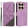 For Xiaomi 15T Pro Leather Case Geometric Line Design Wallet Phone Cover with Wrist Strap