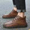 Hiking Shoes for Men Autumn Winter Ankle Snow Boots Optional Plush High-tops Men Shoes Hand Stitched Leather Shoes