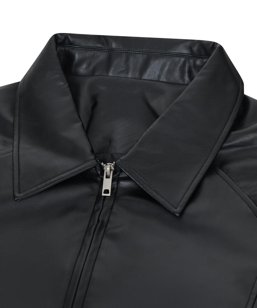 Standarderror 87-Stan058 Raglan Leather Blouson Jacket Black