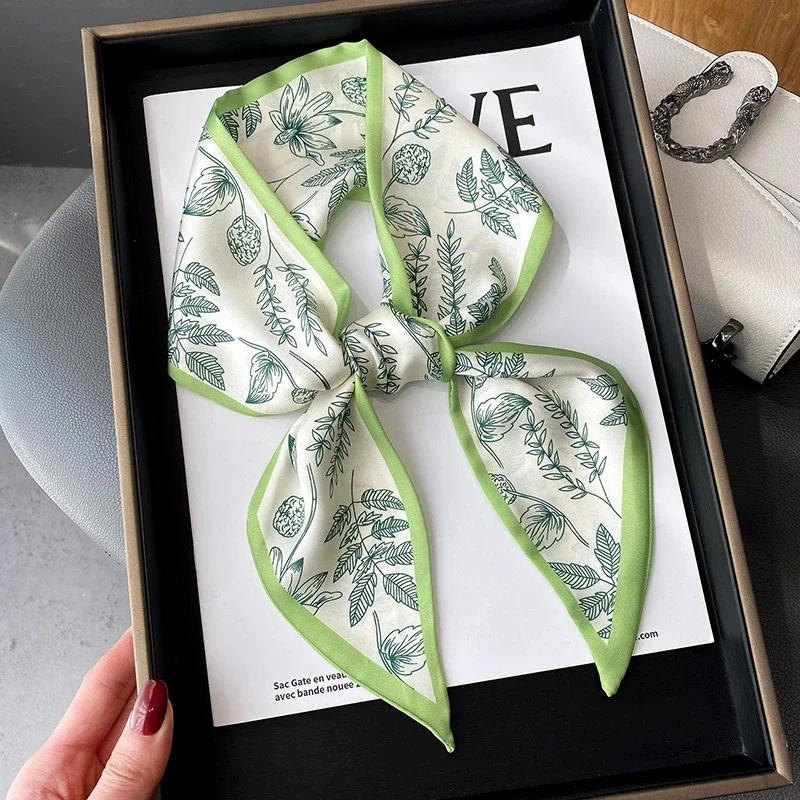 Fashion Print Hair Ribbon Scarf Women Neck Tie Bag Scarfs Satin Silk Skinny Headscarves Ladies Foulard Floral Bands 2026 New