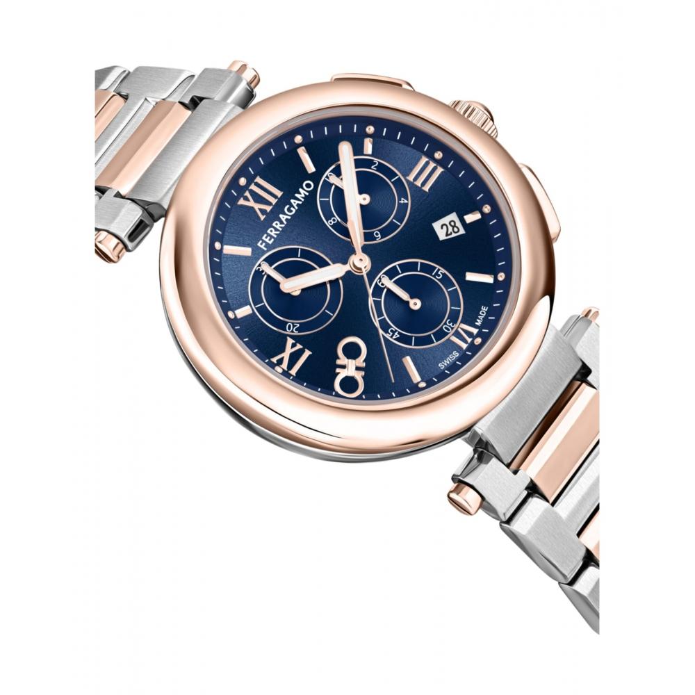 Salvatore Ferragamo Ferragamo Legacy Chronograph Watch Two Tone Two Tone Blue
