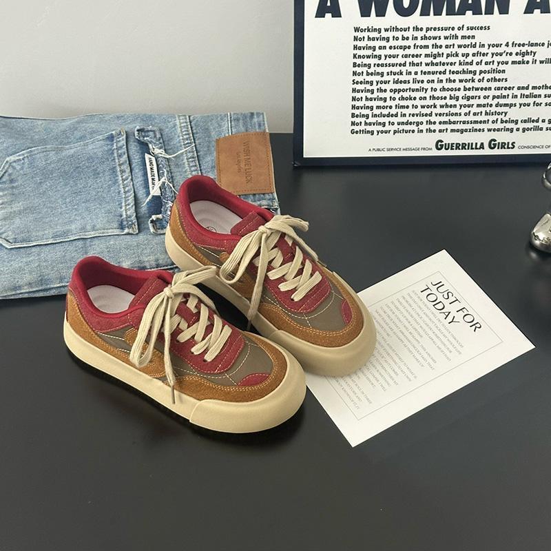 Retro red board shoes women's autumn new niche design sense original ins versatile moral training shoes