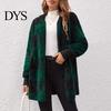 Cardigan Sweater Winter Coat Plaid Print Hooded Thick Windproof Open Stitch Knit Outerwear Mid Length Fuzzy Plush Jacket for School Travel Fall