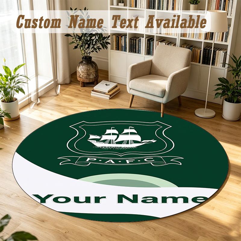 Round Rug Custom NamePlymouth Argyle FC Pattern Non Slip Carpet Home Floor Decor