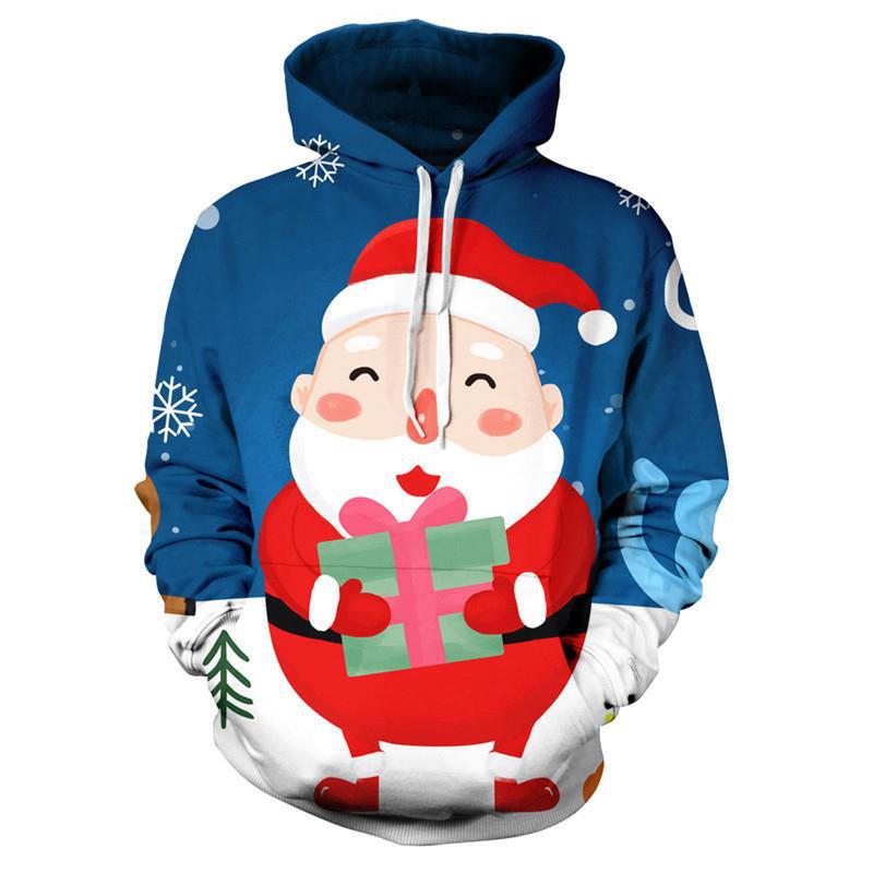 2023 New 3D Print Christmas Collection Men's and Women's Hooded Sweatshirts Fashionable Casual Long Sleeve Holiday Party Clothes