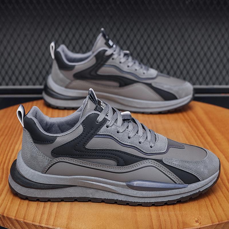 

Мужская повседневная спортивная обувь, дышащие универсальные кроссовки, кожаные черные кроссовки для бега, спортивные кроссовки для бега, тенниса, ходьбы 44