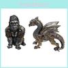 Resin Craft Ornament Steampunk Gorilla And Flying Dragon Decoration