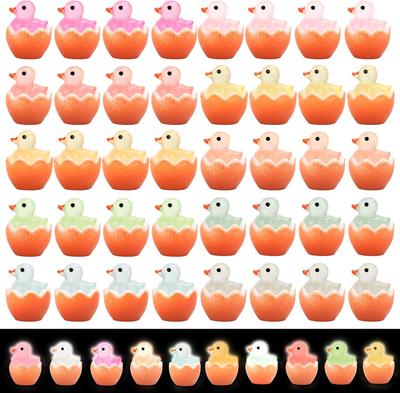 100/50Pc Easter Luminous Mini Ducks Tiny Glow-In-The-Dark Resin Ducks Miniature For Easter Gardens Dollhouses Landscape Decor