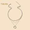 3Pcs Layered Stackable Choker Necklace Exquisite Circle Pendant Clavicular Chain Jewelry for Women Teen Girls Hypoallergenic Versatile Sweet Necklace