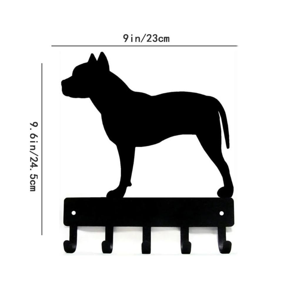 

Собака породы питбультерьер - Крючки для ключей и держатель для брелока 9-дюймовая металлическая настенная картина Девятидюймовая настенная картина Держатель для ключей с изображением питбуля терьера чёрный