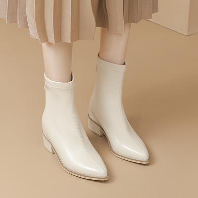 Stivali da Caviglia da Donna in Morbida Pelle alla Moda Tacco Alto Zip Scarpe Stivali Invernali Caldi Punta Appuntita da Donna Taglia Grande Stivaletti Corti 31-40