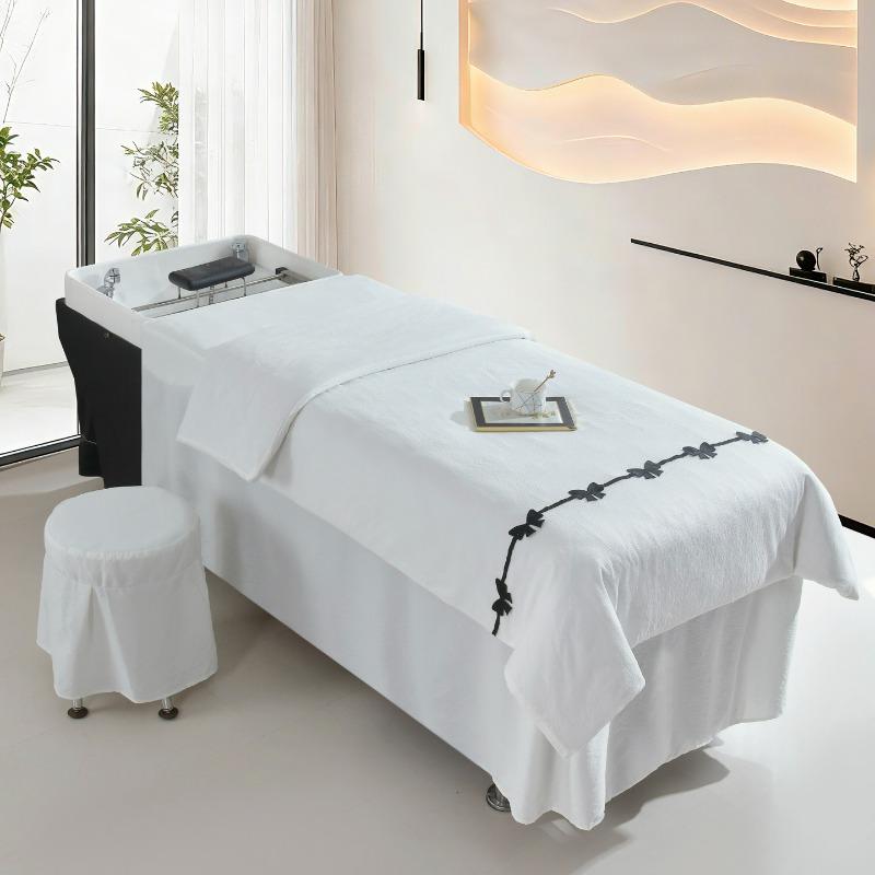 70x150cm 3-Piece Set Summer Lightweight Bubble Gauze Massage Bed Cover for Thai Shampoo Bed Head Therapy Bed Linen