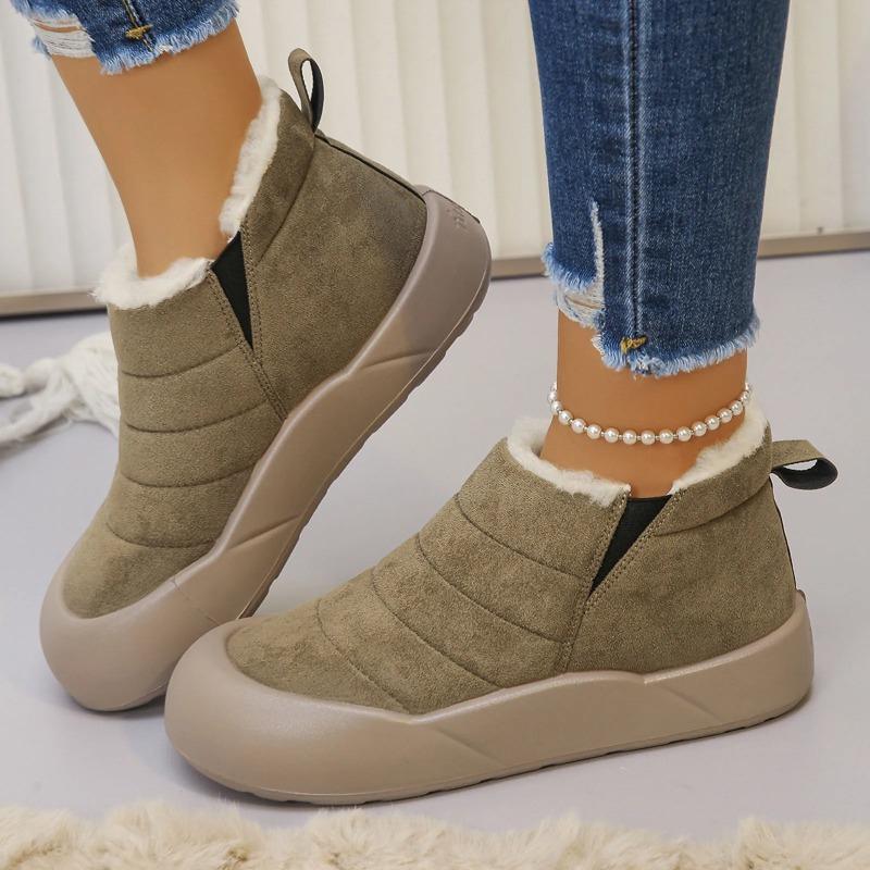 Women Ankle Boots Plush Rubber Thick Sole Winter Boots Outdoor Non-Slip Comfort Warm Walking Cotton Shoes Fashion Snow Boots