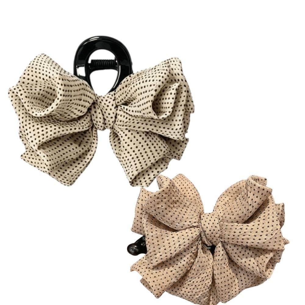 2pcs Bow Shark Clip Polka Dot Banana Hair Clip New Style Hair Claw Clip Set Women