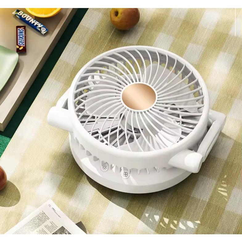 Desktop USB Wall Hanging Fan Folding Remote Control Shaking Head Household Atmosphere Light Electric Fan Storage Kitchen&Bathroom