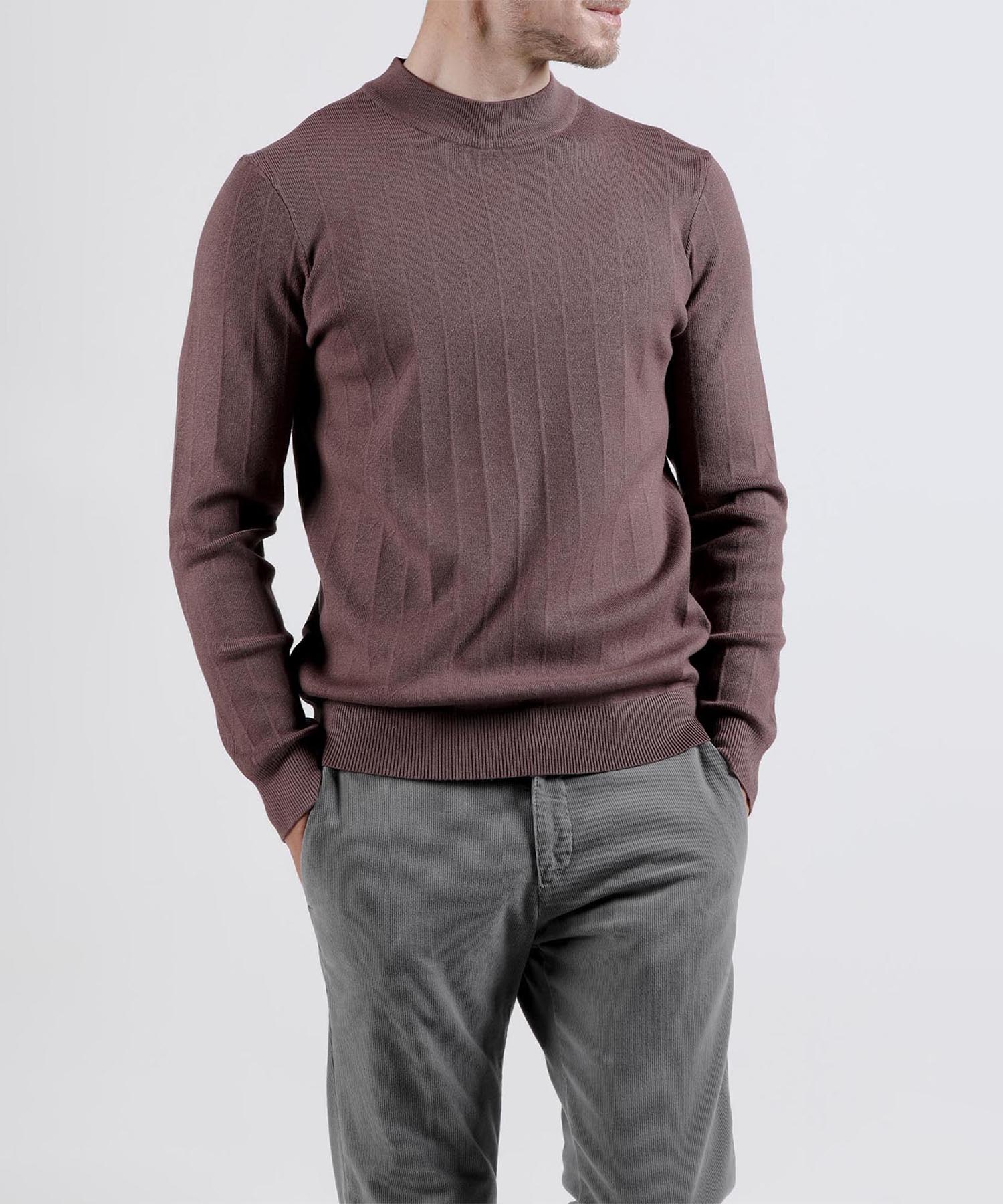 Panicalle Herringbone Ribbed Viscose Blend Sweater [2 Colors] Brown/S