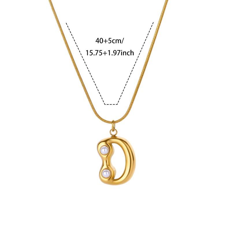 Vintage Stainless Steel Glossy Letter Necklace Female Zircon Cute Bubble English Letter Pendant Necklace New
