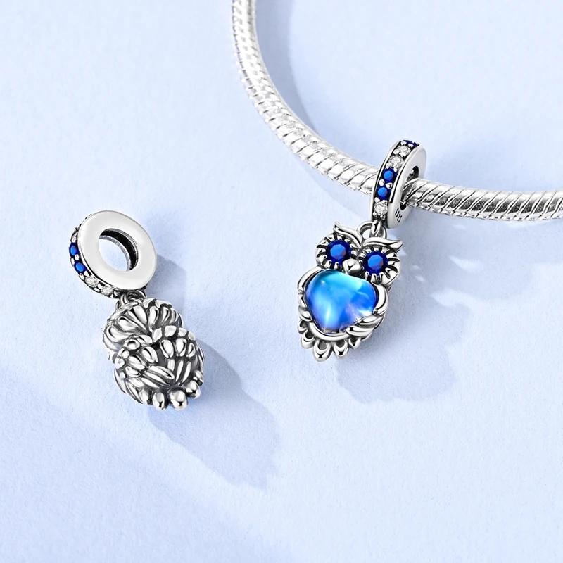 Copper Fashion Purple Owl Charms Beads Owl Safety Chain Fit Original Bracelets Diy Graduation Jewelry Gifts