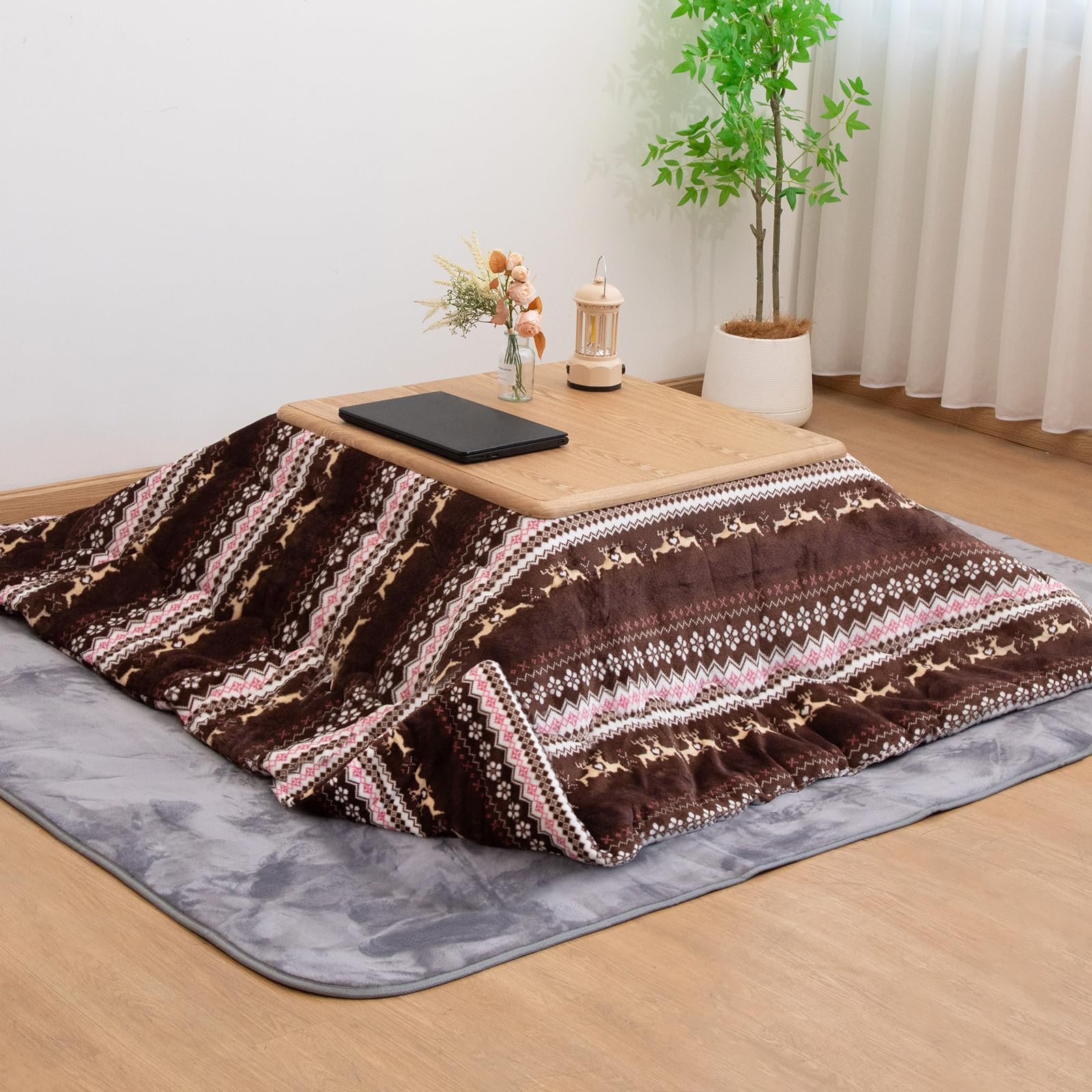 IMIEE Kotatsu Futon, Large, Warm Kotatsu Comforter, Thick, Heat-Generating Cotton, Reversible Flannel, Double-Sided Use, Fluffy, Warm, Cozy, Perfect f