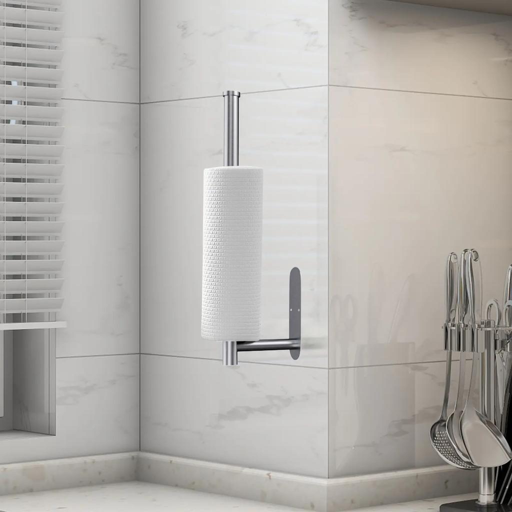 Bohrloser selbstklebender Papierhandtuchhalter, SUS304 Edelstahl, Unterbauregal 12,6'' für Handtücher & Folie, Küche/Wohnmobil/Badezimmer