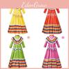 Mexicana Style Dress With Spandex For Girls Stage Shows