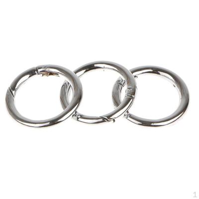 Silver Plated Alloy Round Spring Snap Hooks Clip 35mm Pack of 3