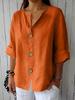 Plus Size Women Solid Color Front Button Shirt, Spring Casual Loose Daily Blouse Top