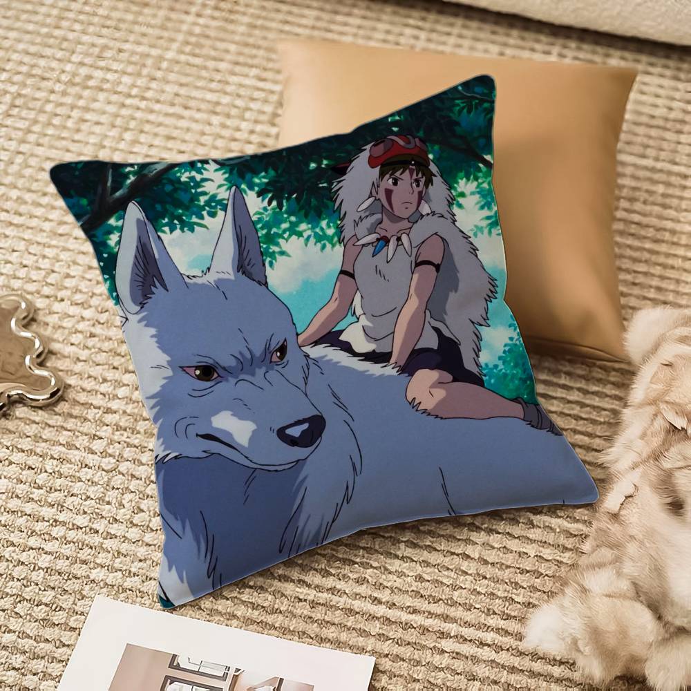 Anime P-Princess M-Mononoke Pillow Case Anti-dustmite Pillowcase Invisible zipper silky plush Sofa