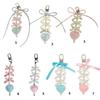 Elegant Bowknot and Heart Keychain with Pearls Stylish Bag Charm Accessories Handmade Car Key Ornament for Daily Use