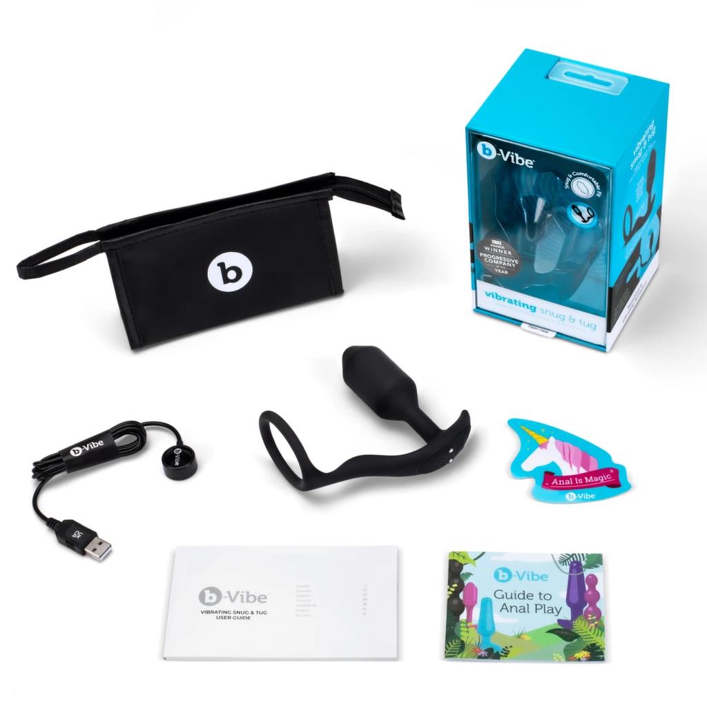 Vibrating anal plug with ring - B-Vibe Vibrating Snug & Tug M
