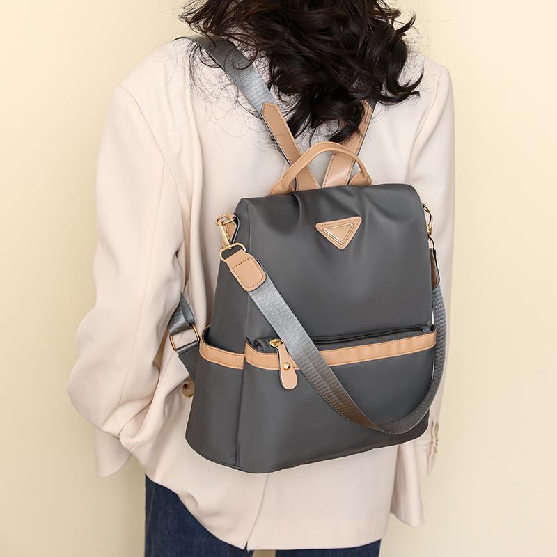 Backpack Women's Solid Color Commuter Backpack Large Capacity Contrast Color Bag