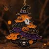 Lightweight Haunted House Props Halloween Tree Acrylic Hanging Ornament, Pumpkin Ghost Skull Seasonal Spooky Party Door Signs Decor, Pendant for Home,
