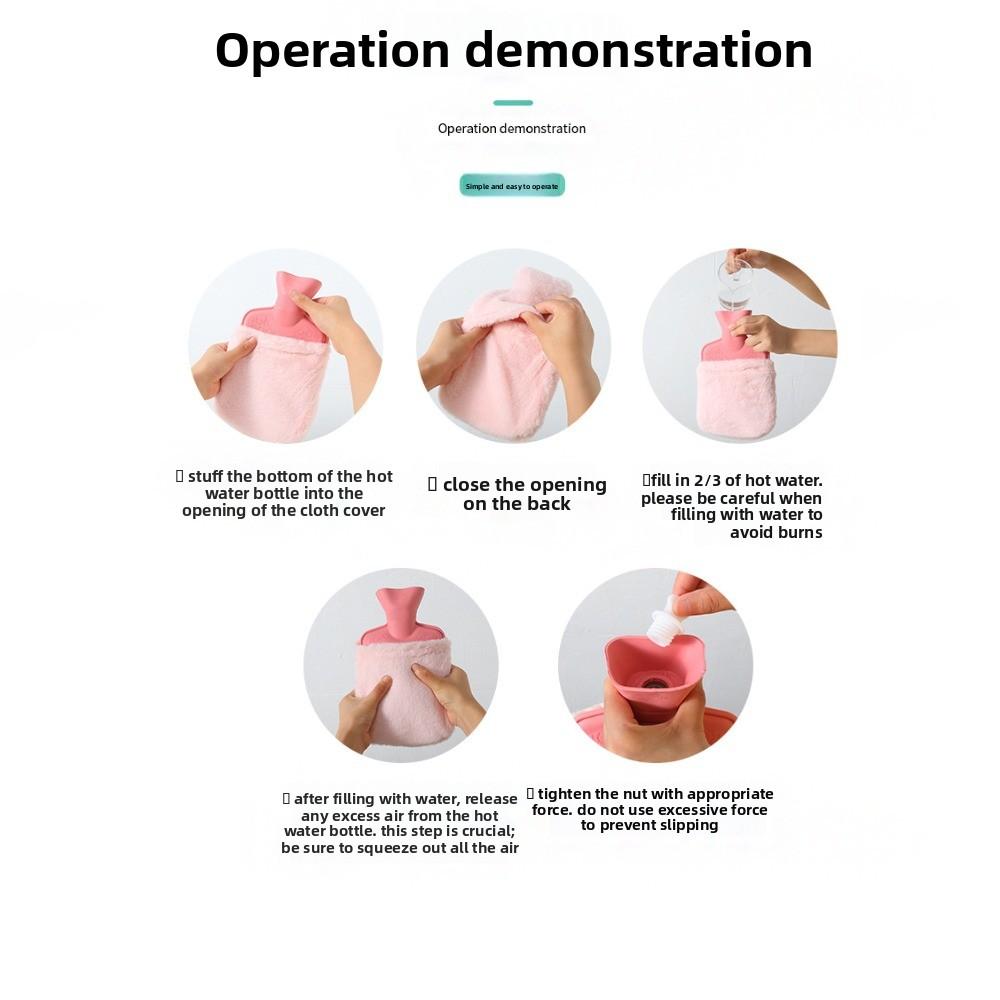 Removable Cartoon Warm Water Bag Leak-proof Water-filling Bottle Cartoon Hot Water Bottles  Gifts