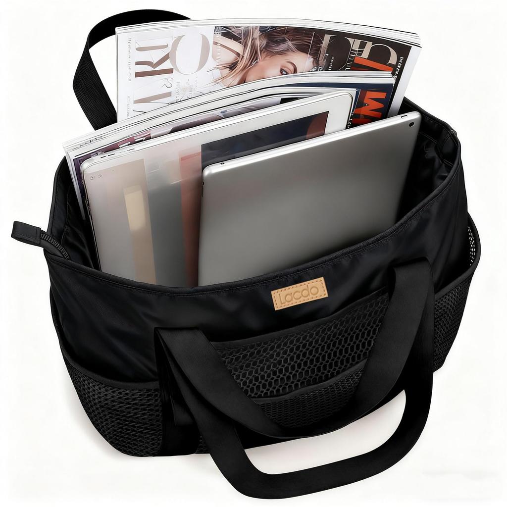 Lacdo Women's Casual Mesh Tote Bag, Hobo Bag, Foldable Handbag, Shoulder Bag, Large Capacity Beach Bag, Perfect for Travel, Picnics, and Vacation