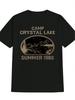 Casual Crew Neck T-shirt with "CAMP CRystal LAKE SUMMER 1980" Print - Black